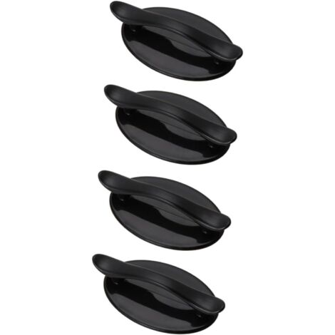 Lot de 4 poignées autocollantes en plastique noir pour portes, fenêtres, placards, tiroirs, meubles (1/5)