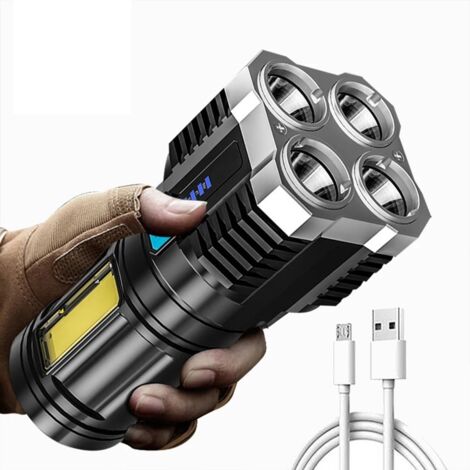 4 perles de lampe lampe de poche affichage de puissance lumière forte COB lumière latérale extérieure portable maison USB charge (1/5)