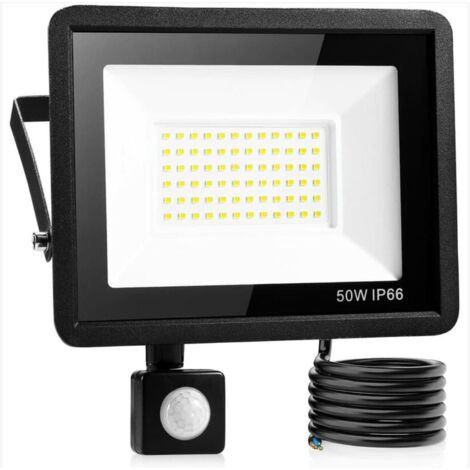 50W Led Projecteur Exterieur Detecteur，Ip66 imperméable luminaire Exterieur Detecteur，Lumière blanche froide，Largement Utilisé Dans Les Garages, Les Jardins, Les Jardins de Devant, etc. (1/4)