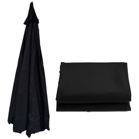 Parasol de terrasse noir de 3 m, toile de rechange pour parasol à 6 baleines, toile de rechange pour parasol de balcon (1/4)