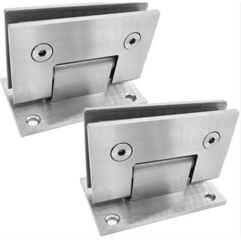 Charnière de porte en verre sans cadre en acier inoxydable 304, charnière de douche à clip pour verre de salle de bain à 90 degrés, 2pcs (1/4)
