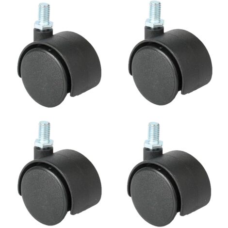 Drehstuhlrolle, 48-mm-Rolle, Ersatz-Lenkrolle, Büro-Lenkrolle, 4er-Pack mit Bremse (Farbe: Schwarz, Größe: 2 Zoll drehbar) (1/5)