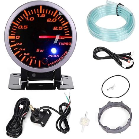 Turbo Boost Gauge, 2.5inch 60mm 3.0 Bar LED Modification de la voiture LED Turbo Boost Gauge Mètre Pointeur DC12V (1/5)