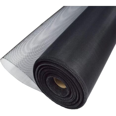 Moustiquaire de fenêtre 120x100cm, enrouleur d'écran réglable, maille en fibre de verre noire, durable et ignifuge, moustiquaire anti-insectes et anti-mouches (1/5)