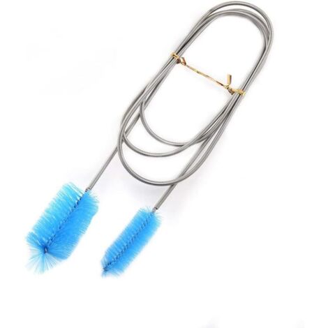Brosse Tube Propre de Nettoyage pour Tuyau d'eau Flexible Double Tête Tube Pipe Réservoir de Poissons Printemps (Bleu) (1/5)