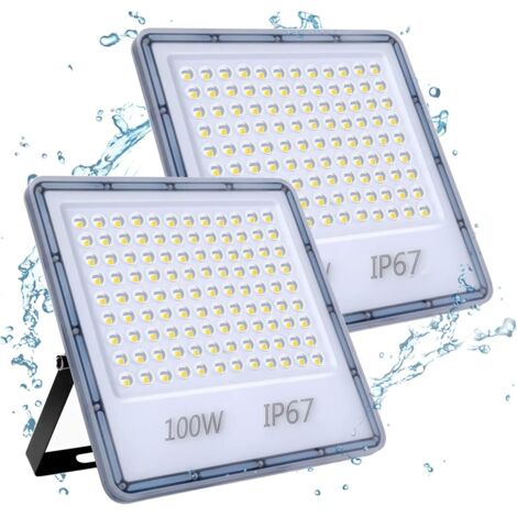 Eclairage exterieur 100W, 10000LM Spot LED Extérieur, 6500K Blanc Froid Éclairage de Sécurité D'extérieur, IP67 (1/5)