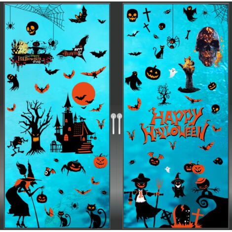 Halloween Fenêtre Autocollants Halloween Decoration, eStickers Citrouille, Sorcière, Squelette, Decoration Halloween (1/5)