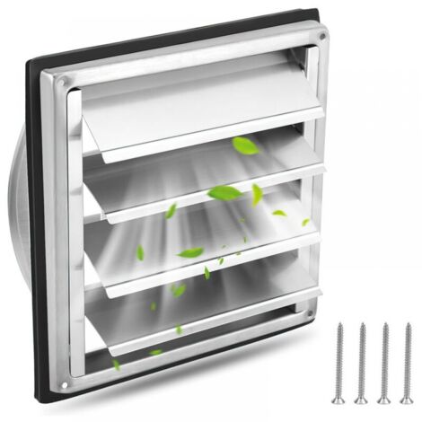 Parkside – Grille aération VMC 100mm inox à lames mobiles – Filet anti insectes – Résistante intempéries – Anti-retour automatique – Intérieur/extérieur (1/5)