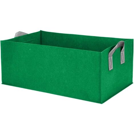 Lot de 1 sac de plantation rectangulaire (60×30×20 cm, vert foncé), bac de plantation surélevé avec poignées, tissu carré ventilé (1/3)