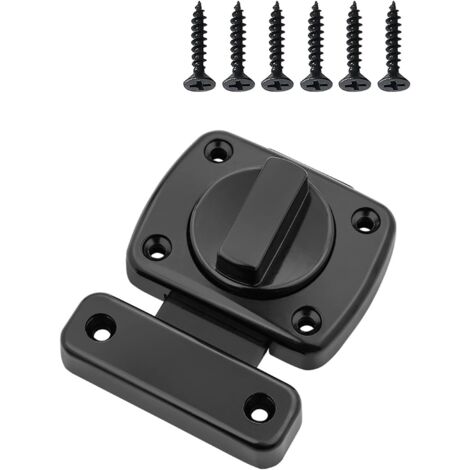 Loquet de porte coulissant, serrure de porte rotative double face (noir) (1/5)