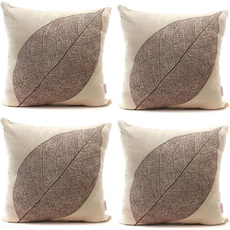 4 pièces Vintage arbre feuille veine automne Durable lin housse de coussin jeter oreiller café décor à la maison cadeau 18x18 ''45x45 cm (1/5)