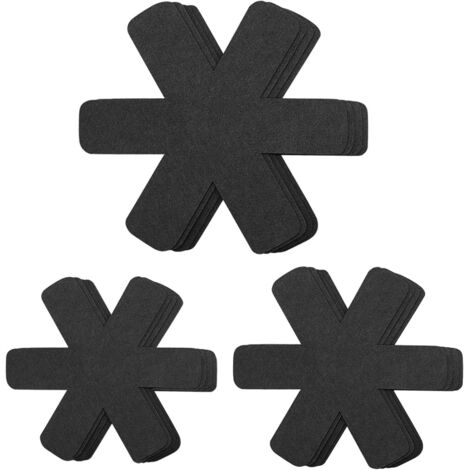 Lot de 12 protège-poêles en feutre réglables antidérapants pour poêles, casseroles, bols, protection contre les rayures (noir) (1/5)