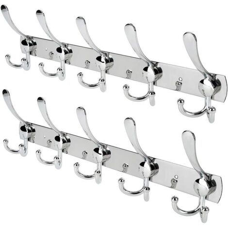 Crochet Mural Patères Porte Manteaux En Acier Inoxydable Pour Porte-manteau/Serviettes/Chapeau Argent (2 Pack 15 Crochets) (1/5)