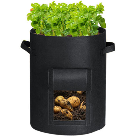 1Pack 5 Gallon Potato Grow Bags with Flap, Thickened Potato Bags for Growing Potatoes,Tomato and Vegetables(Black) (1/5)