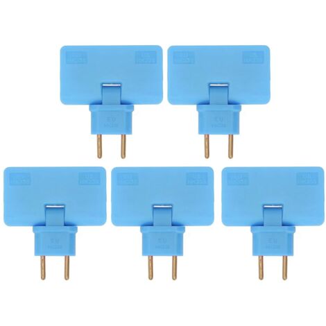Lot de 5 adaptateurs de prise sans fil UE, rallonge 180 degrés, 1 vers 3 prises plates européennes, derrière l'armoire, 110-250 V (bleu) (1/5)