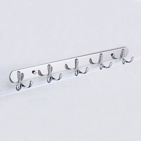 Porte Manteau Mural en Métal, Cintre Mural de Cuisine de Salle de Bain, Patères Porte Manteaux en Aluminium pour Manteaux, Parapluies, Clés, Serviettes (5 crochets, (1/3)