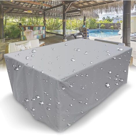 Housse Salon De Jardin, 210D Rectangulaire Housse De Protection Étanche avec Cordon De Serrage pour Meubles De Jardin Patio Table Meubles Couverture Argent,120x60x90cm (1/5)
