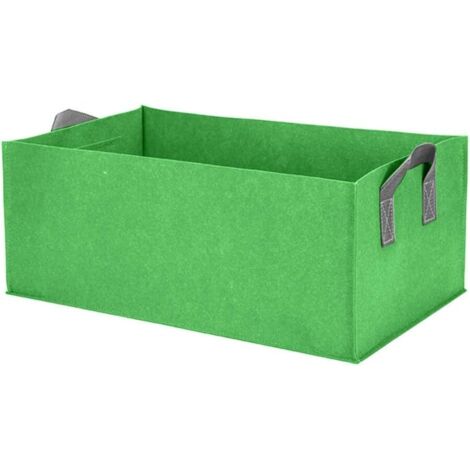 Lot de 1 sac de plantation rectangulaire (60×30×20 cm, vert), bac de plantation surélevé avec poignées, tissu carré ventilé (1/3)