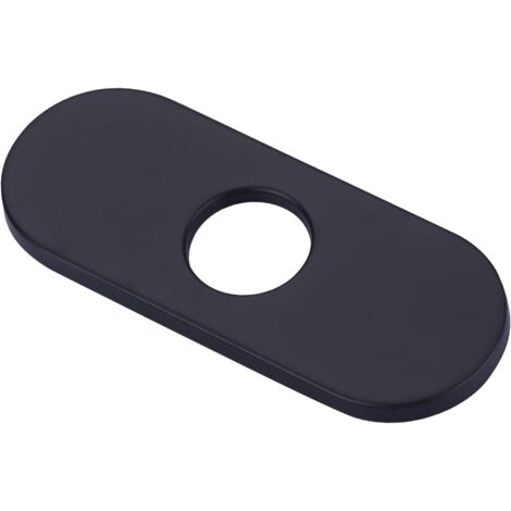 Plaque de recouvrement pour robinet d'évier de cuisine de 6 pouces, adaptée aux éviers de cuisine à 1 ou 3 trous, plaque décorative en acier inoxydable (noir) (1/4)