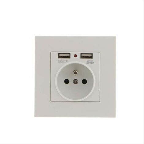 Lot de 2 Prises Murales, Prise Electrique Murale avec Double USB 5V/2100mA, Prise Encastrable avec 2 Ports de USB Pratique et Manialble (1/4)