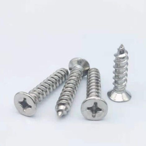 Vis Autotaraudeuse M2.5 100PCS Vis Assortiment Kit Vis à Tête Plate Vis à Bois Inox Vis Autoforeuse Bois Plastique Métal Mou Petit Réparation Bricolage (L:8mm) (1/5)