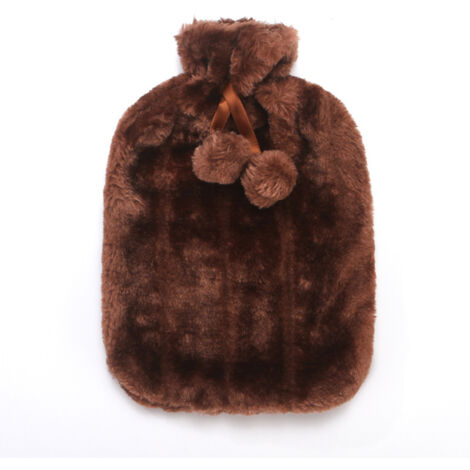 Bouillotte 2L bouillotte chauffante bouillotte adulte enfant bouillotte isolante bouillotte lit peluche bouillotte, marron (1/3)