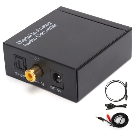 Adaptateur audio 3,5 mm Convertisseur coaxial optique numérique vers analogique RCA L R pour la commutation audio professionnelle à domicile (câble USB hôte, câble optique, câble audio) (1/5)