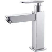 Robinet Lavabo Eau Froide Unique Robinet Salle De Bains En Métal Durable Robinetterie Lave Mains Cartouche Céramique Mousseur Démontable Pratique Pour Nettoyer Ou Remplacer Design Moderne