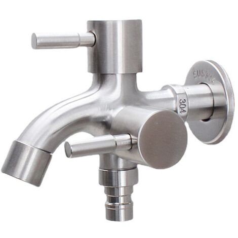 Robinet Machine à Laver Acier Inoxydable 304 - Double Sortie et Ouverture Rapide (1/4)