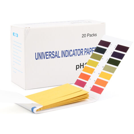 Bandelettes de test pH (1-14 en anglais), bandelettes de test à large gamme, peuvent être utilisées pour tester la valeur pH de l'urine, des produits de soins de la peau, etc. (1/4)