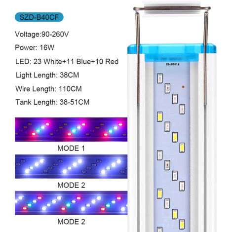 Lampe LED pour Aquarium Ultra Mince - 38 cm, 3 Couleurs Changeantes - Éclairage pour Décoration Aquatique (1/3)