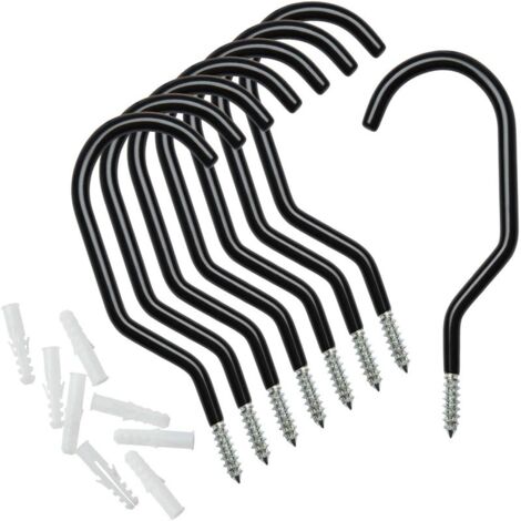 Crochets de vélo robustes, rangement de vélo de garage, crochets de suspension antidérapants, boîte de rangement murale, jardinière de plafond, crochets pour outils de jardin (couleur: noir, taille: 8 (1/4)