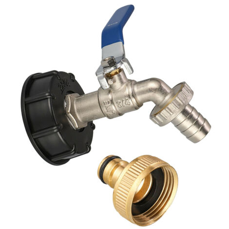 Robinet de Récupération Eau Pluie IBC 1000L - Adaptateur 3/4" pour Raccordement Tuyau (1/4)