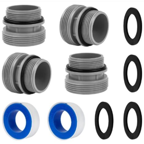 Kit de Conversion 4560 (4 Raccords + 2 Rubans d'Étanchéité) – Compatible avec les Tuyaux de Piscine Hayward, Intex, etc. (1/4)