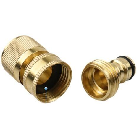 Juegos (4 piezas) Conector de manguera de jardín de latón de 3/4 de pulgada, conectores rápidos, conector de grifo de rosca hembra y rosca macho, adaptador de grifo de manguera de jardín (1/5)