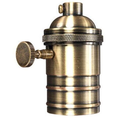 Portalámparas E26/E27 de estilo retro fabricado en cobre antiguo con interruptor de encendido/apagado de tornillo ES de latón. (1/5)