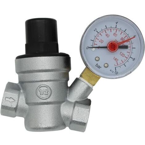 Reductor de presión de agua DN15 Regulador de presión de agua con manómetro de 1/2 pulgada(DN15) (1/4)