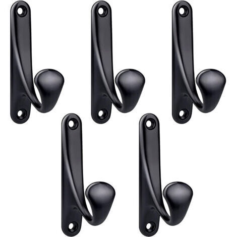 Ganchos para abrigos de pared atornillados, paquete de 5 ganchos de pared minimalistas de aleación de zinc resistentes para puerta de entrada, dormitorio y baño (1/5)
