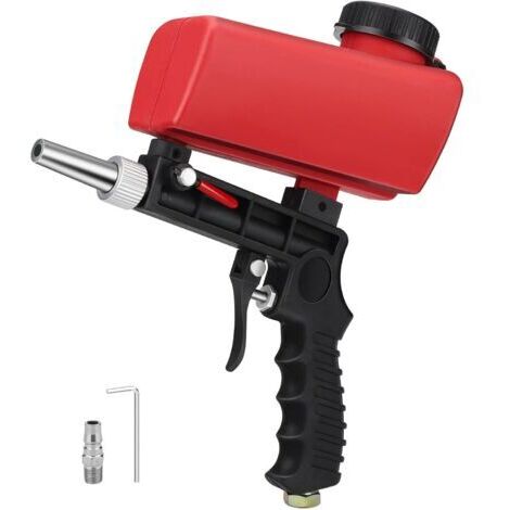 Pistola de chorro de arena neumática portátil profesional para eliminar restos de pintura y óxido (roja) (1/5)