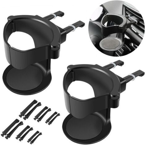 Portavasos para automóvil, paquete de 2 portavasos para automóvil, portavasos ajustable para ventilación de aire de automóvil, portavasos para tazas de café (negro) (1/4)