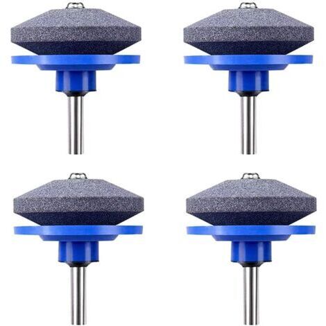 Afilador de cortacésped, paquete de 4 universales, afilador de cuchillas giratorias para cortacésped, rueda de amoladora de jardín, piedra para taladro eléctrico, kit de reparación de taladro m (1/5)