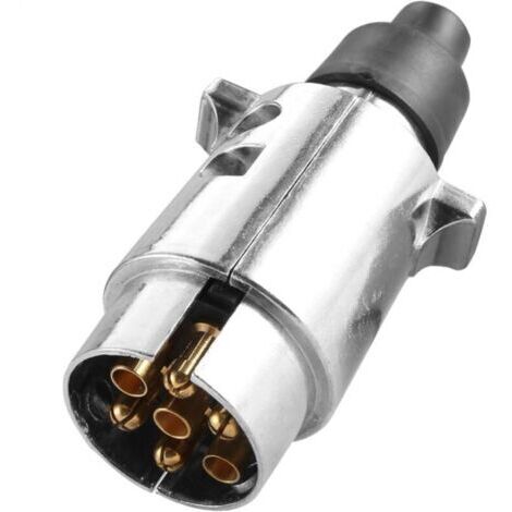 Enchufe de remolque de metal de 7 pines, enchufe de remolque de metal macho de 7 pines impermeable, adaptador de enchufe de 7 pines de 12 V para conectar remolques y caravanas (1/4)