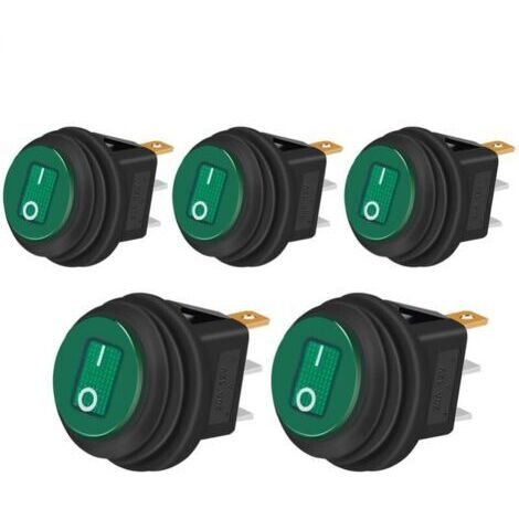 Paquete de 5 interruptores basculantes impermeables de 12 V, 20 A, encendido/apagado, 3 pines, 2 posiciones, indicador LED para automóviles, camiones, barcos, electrodomésticos (1/5)