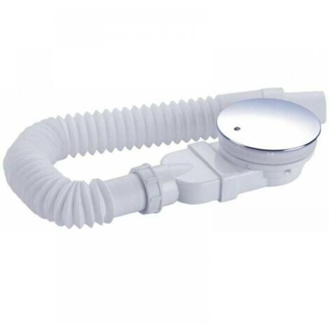 1PC Desagüe de ducha 90 mm, blanco, extraplano, orificio de drenaje para plato de ducha, sifón con sistema antiolor, filtro de pelo, flexible, cubierta cromada (1/4)