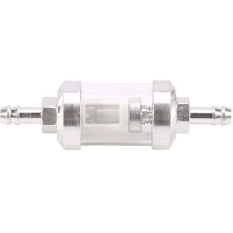 Filtro de combustible universal para motor de petróleo crudo de vidrio cromado de 5/16 pulgadas y 8 mm, plateado para motocicletas (1/4)