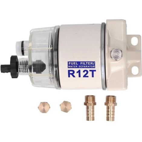 Separador de agua y filtro de combustible, separador de agua y filtro de combustible marino, caudal de 30 GPH con drenaje automático, repuesto para R12T (1/4)
