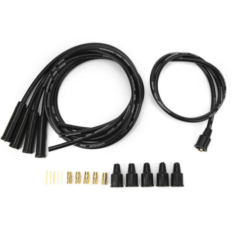 Fil de bougie d'allumage de 8mm, longueur de 1m, haute efficacité, jeu de fils de bougie d'allumage Stable pour voitures classiques à 4 cylindres, noir (1/5)