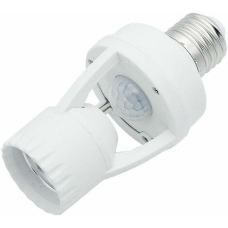 Portalámparas con sensor de movimiento PIR de 360°, portalámparas E27 con sensor de movimiento, detección de seguridad (1/4)