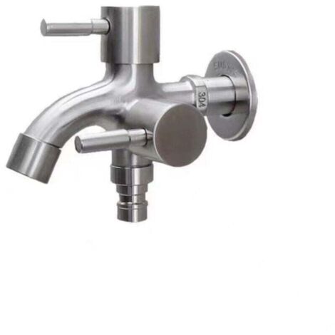 Grifo doble para lavadora de 1/2", grifo doble de acero inoxidable, grifo de pared para lavadora, grifo exterior anticongelante de 1/2". (1/4)