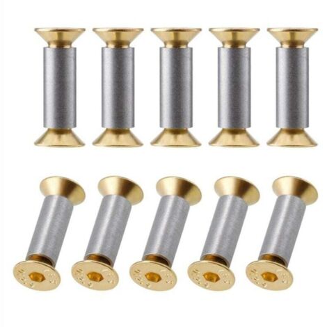 Tornillos para mango de cuchillo (paquete de 10), remaches, pernos y sujetadores planos hexagonales dorados. (1/4)